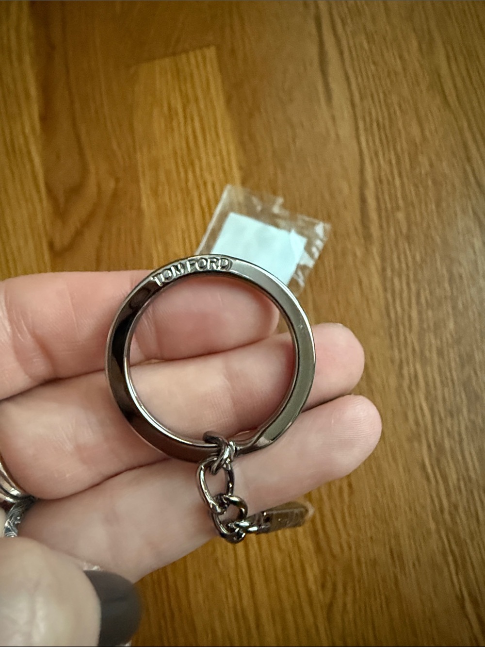 Tom Ford Silver TF Logo Keychain - Picture 2 of 4